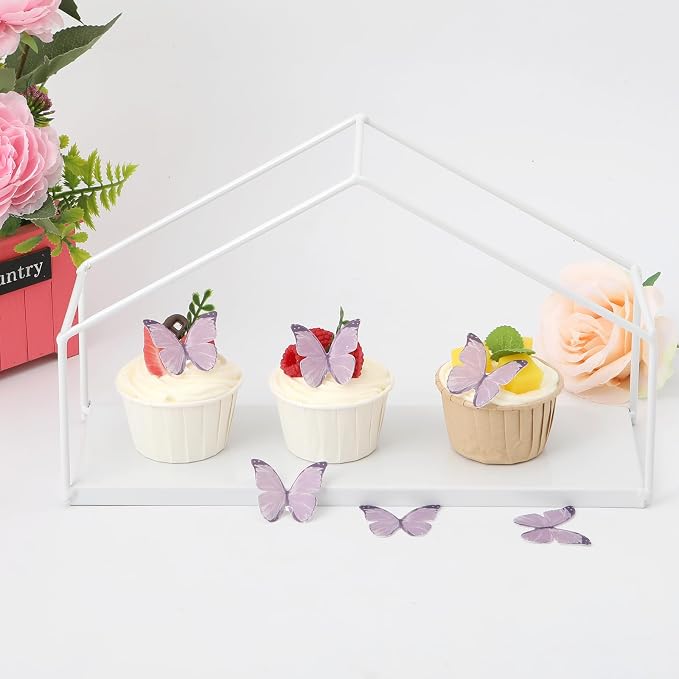 48PCS Wafer Paper Butterfly Cake Toppers YOcity Edible Butterflies for Cake Decorations Purple Butterfly Cupcake Toppers for Birthday Party Wedding Food Decorations (Purple) - Image 5