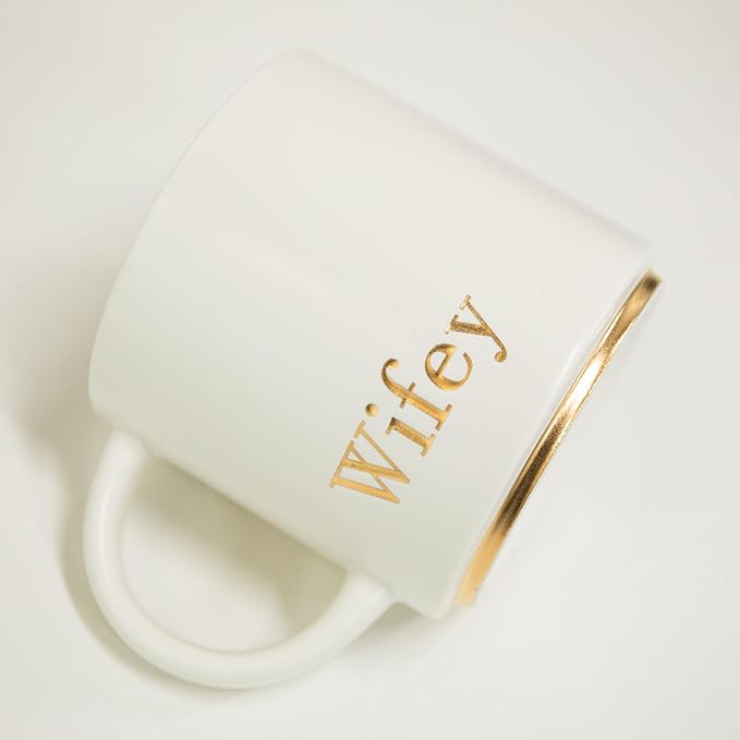COLLECTIVE HOME Hubby & Wifey Ceramic Coffee Mug Set, 15oz, 2-Piece | Luxury Wedding Gift for Couples, Elegant Coffee Cups for Newlyweds, Anniversary & Engagement Gift, Gift Box Set - Image 4