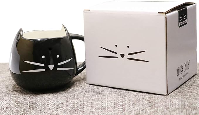 Koolkatkoo Cute Ceramic Cat Coffee Mug 12 oz Cat Lovers Kitty Tea Mugs Gifts for Women Girls Black - Image 3