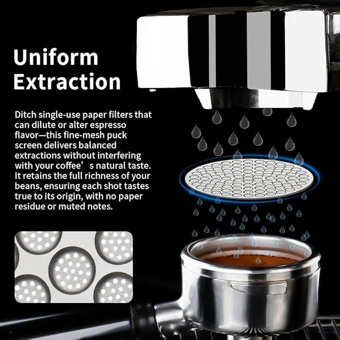watchget 53mm Espresso Puck Screen Reusable Mesh Coffee Filter 0.8mm Thickness Puck Screen Stainless Steel Lower Shower Screen for 54mm Protafilter Basket