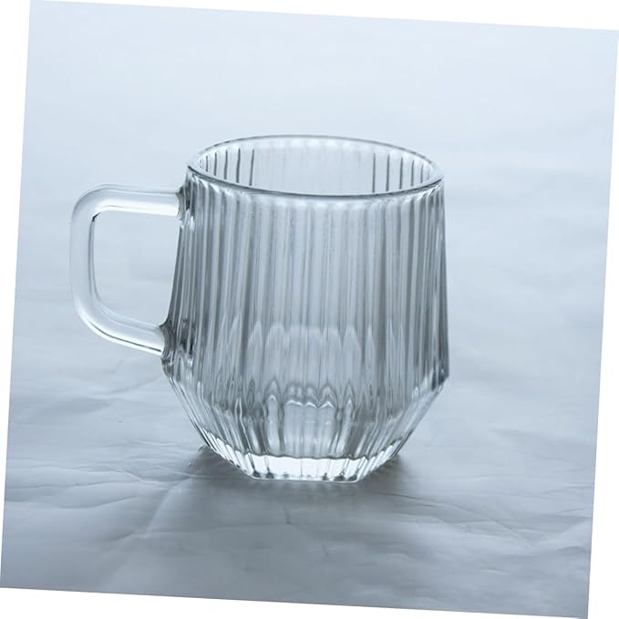 6pcs Vertical Stripe Glass Beer Cups Transparent Water Mugs Heat-resistant Coffee Holders for Home Kitchen and Cafe Use