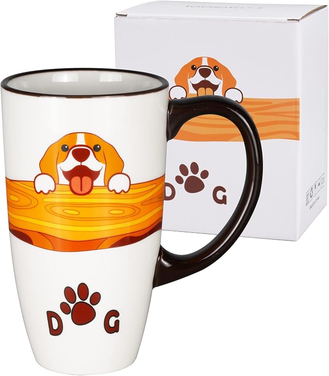 Ceramic Coffee Mug Porcelain Novelty Dog Mug for Dog Lover 20 oz Large Tea Mugs Birthday Gifts for Women Men Mom Dad Kids Teacher and Best Friends Give for Christmas Housewarming Holiday White by ToCooTo