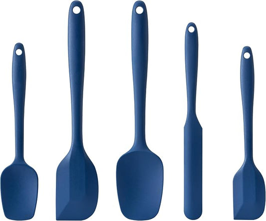 Silicone Spatula Set,5 Piece Food Grade Rubber Spatulas,Navy Blue | Spatulas Silicone Heat Resistant for Baking,Cooking,and Mixing High Heat Resistant Non Stick Dishwasher Safe BPA-Free by Hoewina