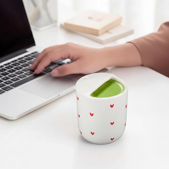 Ceramic Mug with Sip Hole 10 oz Novelty Red Heart Ceramic Coffee Mug Hand Painted Travel Mugs Heat Resistant Non Slip Built in One Lid Handcraft Mugs for Coffee Lovers Appreciation Gift - Image 7