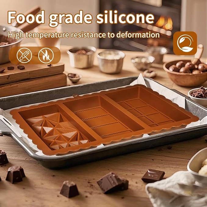 Chocolate Bar Mold - Food Grade Silicone Chocolate Molds, Non-Stick & Easy to Release Deep Mold for Dubai Pistachio Chocolates, Candy, Snacks, Desserts, Resin Art, Dishwasher Safe (2) - Image 6