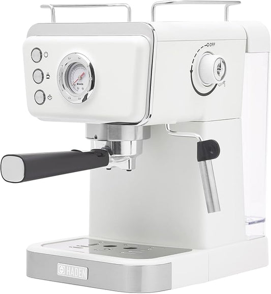 HADEN Barista Brew Espresso Coffee Machine, Stainless Steel Espresso Maker with Milk Frother and Steamer Function and 1.5L Water Tank, Ivory & Copper