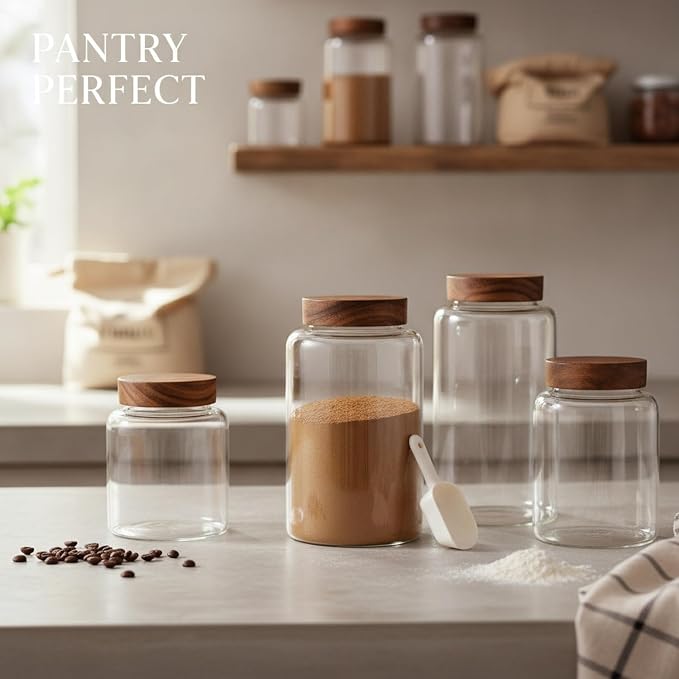 Store Dry Pantry Staples in This Borosilicate Glass Jar with Acacia Wood Lid - Image 2