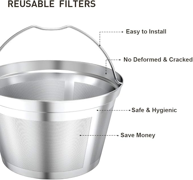Reusable 4-5cup basket Replacement coffee filters- stainless steel Permanent coffee filter fits for Mr.coffee maker and brewer