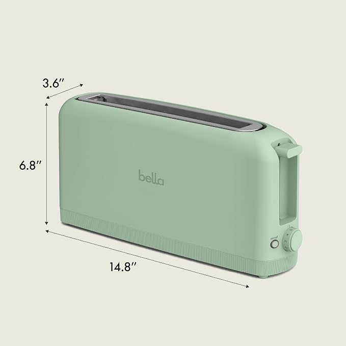 bella 2 Slice Slim Toaster, Fits-anywhere™ Kitchenware, 6 Setting Shade Control with Reheat & Cancel Buttons, Fits Sourdough, 10” Long Slot, Anti Jam & Auto Shutoff, 900 Watt, Seaglass - Image 2