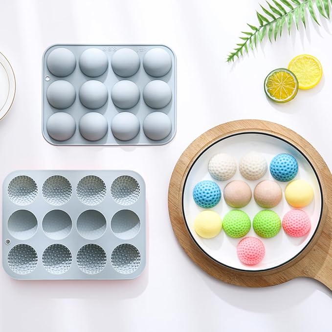24 Cavities Novelty Round Shape Candy and Chocolate Silicone Mold, 2 Different Round, Non-Stick, Baking Molds for Making Cake Decoration, Jelly, Caramel, Ganache and Ice Cubes, 2 Count
