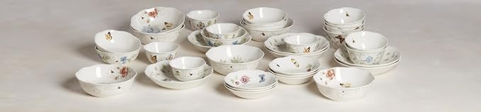 Lenox Pasta Bowl, 20oz Butterfly Meadow Pasta Bowl 1-Piece, Service For 1, Porcelain, White Serving Bowls, Wide, Shallow, Lenox Butterfly Meadow Collection, Dishwasher & Microwave Safe (White 1-Piece) - Image 8