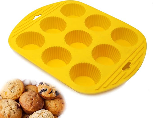 X-Haibei Round Cupcake Silicone Mold Pan - 2.3-Inch Cavity for Baking, Jello, Gelatin, Muffins, Wax Tarts & Soap Making