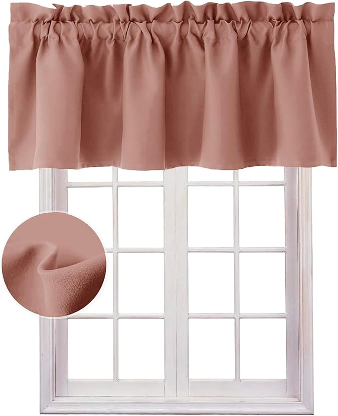 Hiasan Valance Curtains for Kitchen Blackout Thermal Insulated Solid Window Curtain Valance, Dusty Rose, 42 x 18 Inches, 1 Panel - Image 8