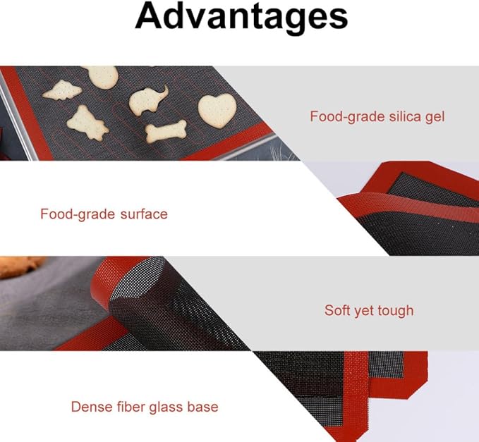 Ipetboom Non-stick Silicone Baking Mat with High Elasticity and Glass Fiber Construction, Heat Resistant Oven Pad for Bread and Pizza Baking, Easy to Store Reusable Bakeware Liner - Image 3