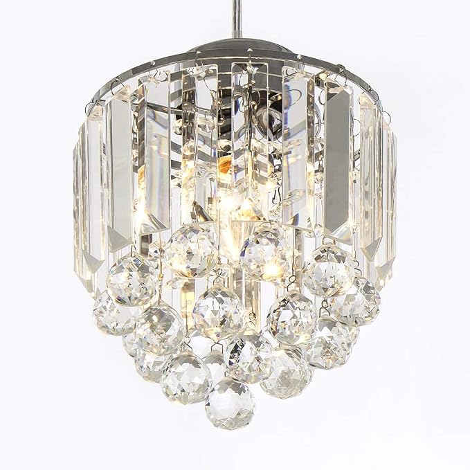 Set of 2 Polished Crystal Chandelier Pendant Light,Cord Adjustable Hanging Pendant Lamp, Modern Light Crystal Decorative Pendant Lighting Fixture for Kitchen Island Dining Room Cafe Shops Restaurants - Image 5