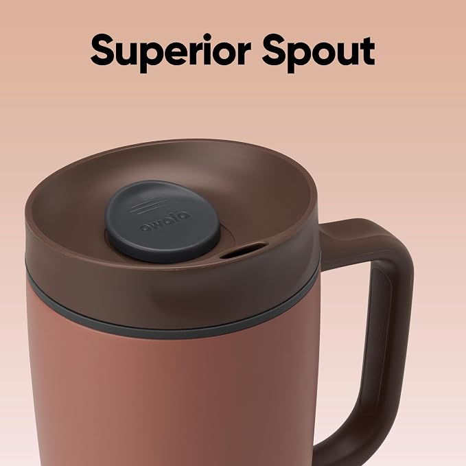 Owala SmoothSip Slider Stainless Steel Insulated Travel Mug with Handle, 100% Leak Proof, For Hot and Cold Drinks, Travel Friendly with Sliding Lock Lid, 12oz, BPA Free, Leak Proof, Cozy Cocoa - Image 4
