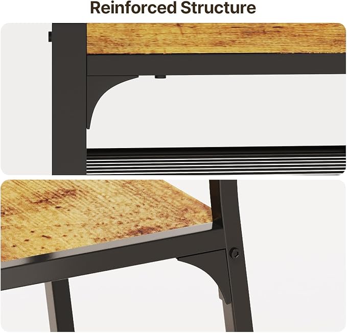 Gizoon 7-Piece Dining Table Set for 6, Kitchen Table with Chairs Rustic | Spacious rustic 6-person dining set with under-table storage rack. Ergonomic chairs slide under table to maximize space. - Image 9