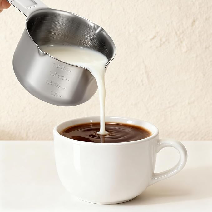 1Pcs 1-1/2Cup (360ml, 12oz) Single Measuring Cup Rice Measuring Cups Stainless Steel Measure Scoop Metal Measure Scoop Metric and US Measurement for Cooking Baking and Coffee Dishwasher Safe