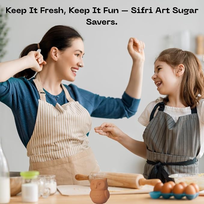 Sifri 3D Brown Sugar Keeper 2-in-1 Set – Terracotta Clay Owl & Spoon Saver Softener – Cute Kitchen Storage & Freshness Holder for Sugar – Gift for Bakers (2, Owl and Spoon) - Image 6