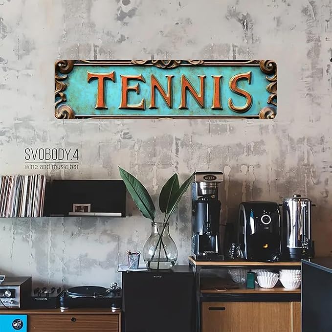 Bar Sign Bar Gifts Vintage Metal Wall Decor Sign"TENNIS" Street Sign Funny Man Cave Decor Accessories for Home, Bar, Bathroom, Bedroom Unique Retro Tin Signs for Outdoor 4 X 16 inches - Image 3