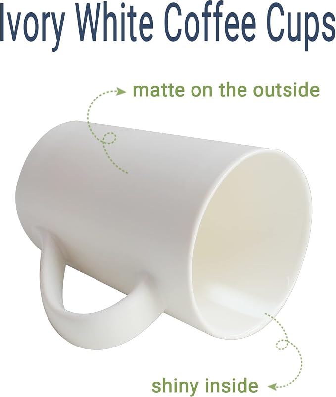 2 Pack 12 OZ Ceramic Coffee Cup Simple Pure White Ceramic Cup Plain Large Tall White Milk Tea Coffee Mug with Handle - Image 3