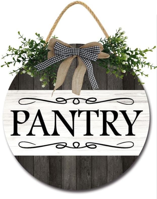 Bidesign Pantry Sign Wall Decor For Door Farmhouse Rustic Hanging Wooden Pantry Room Wall Art Sign For Home Kitchen Pantry Cabinet Decor Kitchen Decorations, 11inches by Bidesign