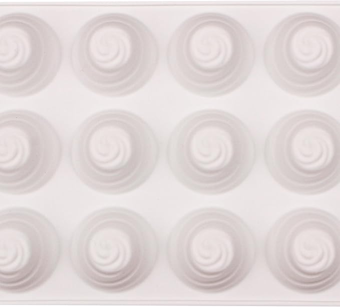 2Pcs 3D Spiral Shaped Silicone Baking Mold, 36-Cavity Nonstick Cream Shaped Cyclone Chocolate Mold for Mousse Cake Decoration, Silicone Spiral Flower Pan Mold for Candy Soap Ice Cube, White - Image 6