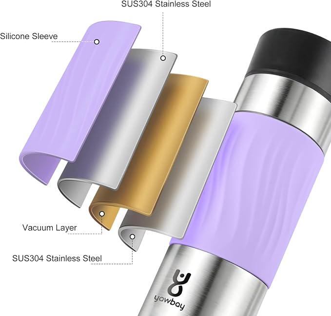 Travel Coffee Mug with 360°Lid, Travel Coffee Tumbler 16 oz Leak Proof, Stainless Steel Insulated Travel Mugs for Hot and Cold Spill Proof Leak Proof(Light Purple) - Image 4