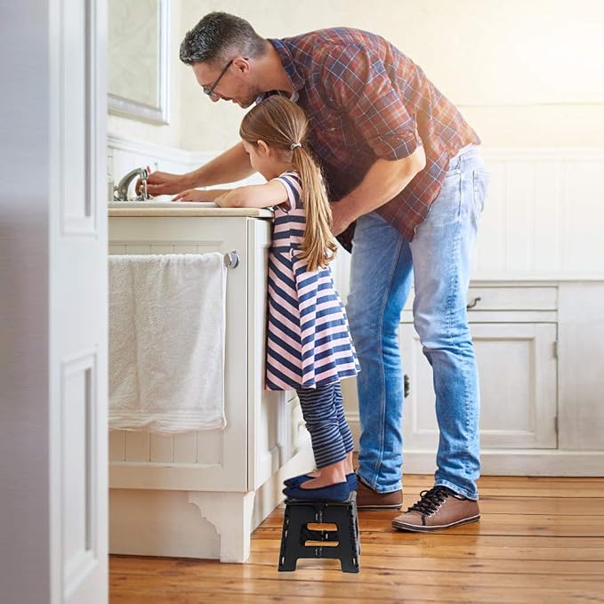 ACSTEP Folding Step Stool 9 Inch, Non-Slip Foldable Stools for Kids, Black | Heavy Duty Collapsible Foot Stool, Lightweight, Holds 300 lb for Toddler/Adults Kitchen Bathroom Bedroom Outdoor, with Handle - Image 8