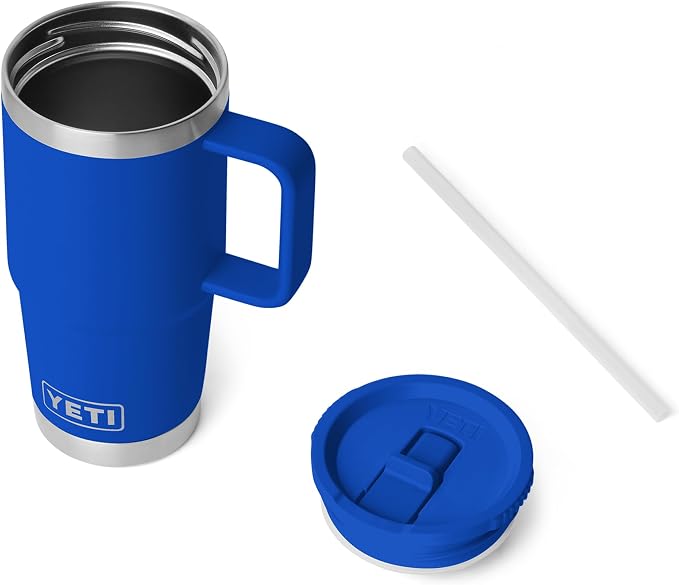 YETI Rambler 20 oz Travel Mug with Flip Straw Lid – Stainless Steel, Vacuum Insulated, Leakproof, Cup Holder Friendly, Royal Blue - Image 9