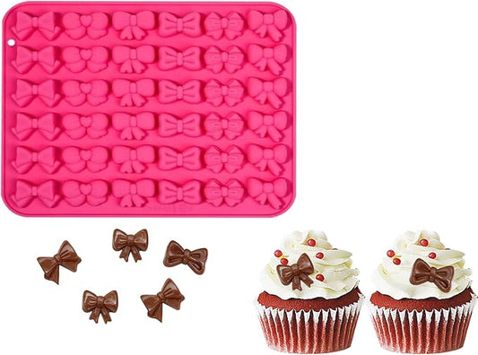 Silicone Mini Bow Molds, Featuring 6 Different Bow Shapes, Are Suitable For Making Candies, Jellies, Cookies, Sugarcraft, Pastries, Cake Decorations.