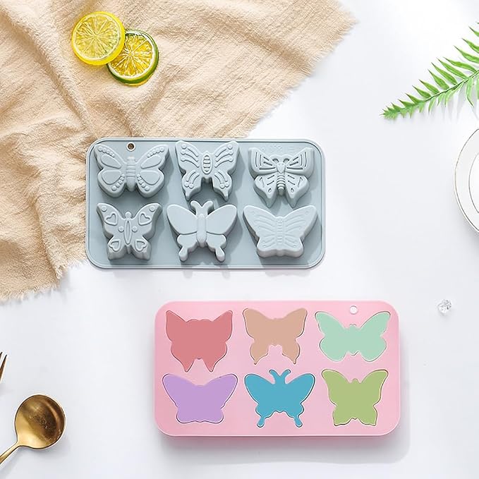 2 PACK 6 Design Butterfly Shaped Silicone Molds, 3D Butterfly Themed Baking Mould Tray DIY Baking Tool for Chocolate Cake Dessert Candy Mousse Pastry Candy Polymer - Image 4