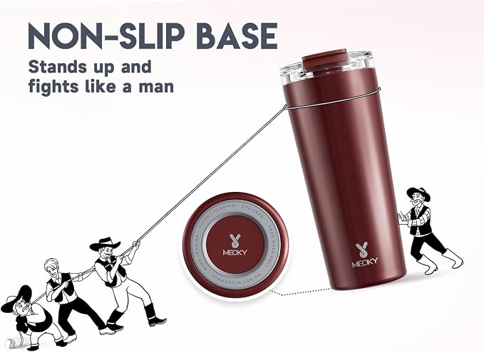 Meoky 24 oz Insulated Travel Coffee Mug: Leak Proof Lid, Mahogany | Stainless Steel Coffee Tumbler, Keeps Hot for 8 Hours or Cold for 24 Hours, Fits in Car Cup Holder, BPA Free - Image 8