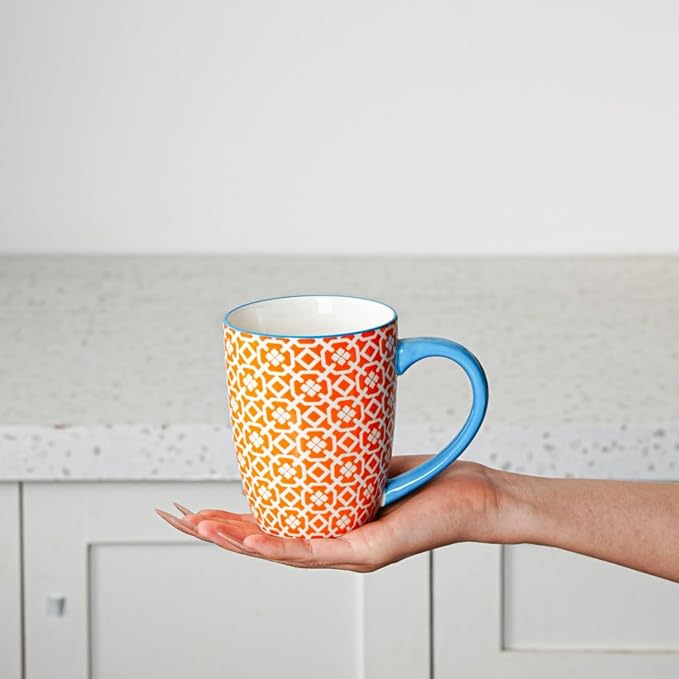 Ceramic Coffee Mugs Set - 16 Oz Large Porcelain Tea Cups with Handle for Men Women Cappuccino Latte Cocoa - Microwave Dishwasher Safe - Christmas Housewarming Gift - Set of 6 - Assorted Colors - Image 2