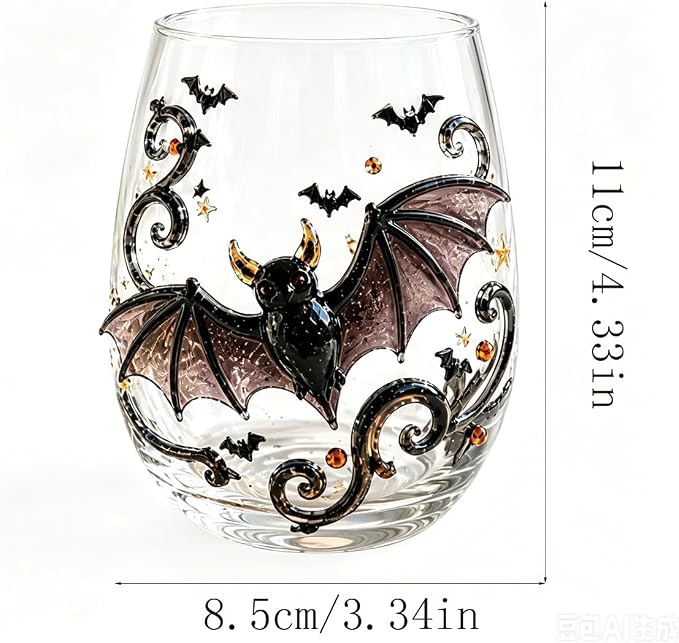 3D Halloween Autumn Glass Art Cup,Stemless Holiday Glassware Collection | Fantasy Fall Witch Wine Glasses,Holiday Printed Table Ornaments,Magical Halloween Home Decor Gifts for Various Beverages - Image 3