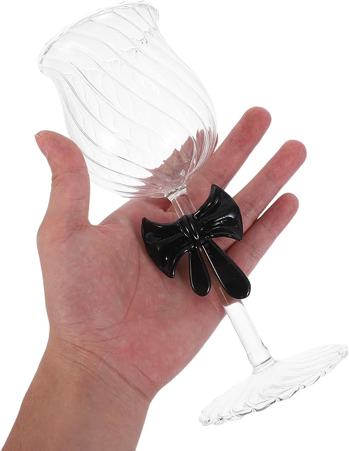 Zerodeko Ml Decorative Glass Wine Glass with Bow Accent, Elegant Stemmed Goblet to Preserve Wine Temperature, for Romantic Weddings and Valentine's Day Celebration Glassware - Image 4