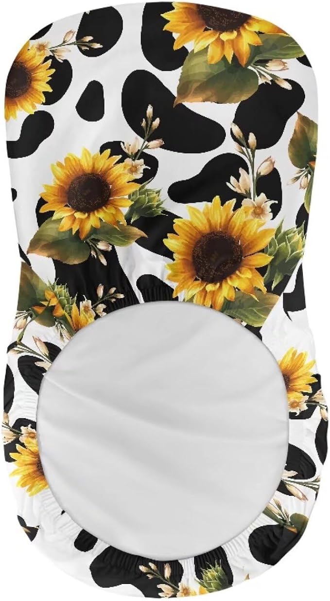 Cow Print Sunflower Bar Stool Covers High Stool Chair Cover for Party Kitchen Club, Reusable Washable 2 Pcs Bar Stool Covers Decorative Covers - Image 5