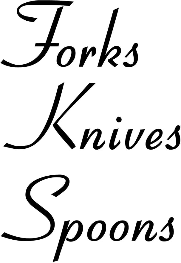 Forks Knives Spoons 1.5|2" tall Labels | Kitchen Pantry Organization | Die Cut Vinyl Decals | Black Retro Font (Stickers Only) by MinglewoodTrading