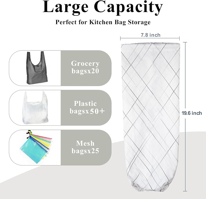 Plastic Bag Holder, Wall Mount Plastic Bag Organizer Dispenser, Heavy Duty Grocery Bag Storage Holder for Home Kitchen Camper - Image 2