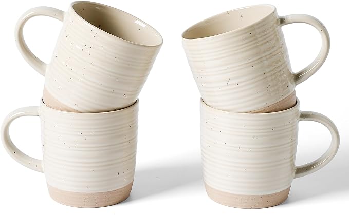 famiware Coffee Mugs Set of 4, 13 oz Mug Set, Ceramic Cup Set with Handle for Coffee, Tea, Cocoa, Milk, Constellation Series, Beige by Famiware