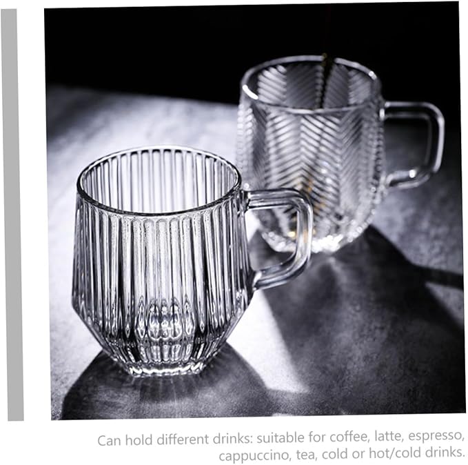 6pcs Vertical Stripe Glass Beer Cups Transparent Water Mugs Heat-resistant Coffee Holders for Home Kitchen and Cafe Use