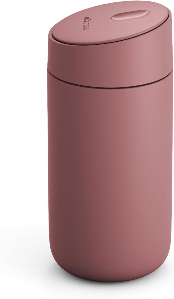 Fellow Carter Slide Ceramic Lined Travel Coffee Mug 12 oz, One-Handed Lid | No Metallic Taste Stainless Steel Coffee Tumbler, Leak-Proof, Hot 6Hr Cold 6Hr, BPA-Free, Dishwasher Safe, Desert Rose by Unknown