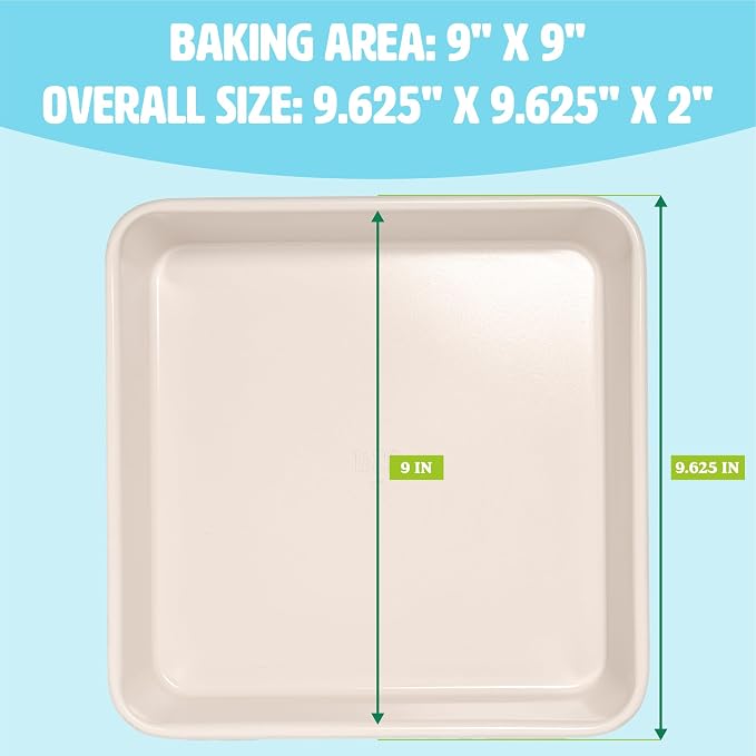 Tasty Clean Ceramic Square Cake Pans Set, 2-Pack of 9-Inch Cake Pans, Durable Aluminized Steel for Professional Results, Clean Ceramic Nonstick Coating, Oven Safe to 425°F, Dishwasher Safe, Aqua - Image 6