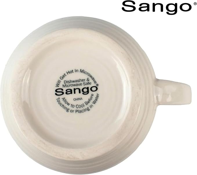 Sango Siterra Artist's Blend 17 oz. Stoneware Mug Set- Service for 4, Rustic Design, Green/White/Beige, Scratch-Resistant, Microwave & Dishwasher Safe, for Everyday Dining & Entertainment - Image 9