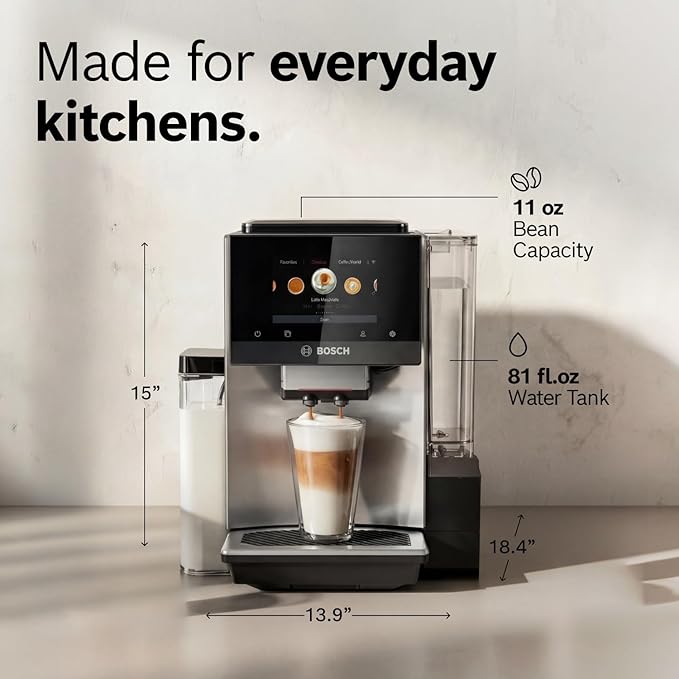 Bosch 800 Series Fully Automatic Coffee, Espresso Machine - Silver | Double Cup, Touchscreen, Large Bean Capacity, 36 Drinks, Cold Brew, Save up to 30 Profiles - Integrated Milk Container - Image 13