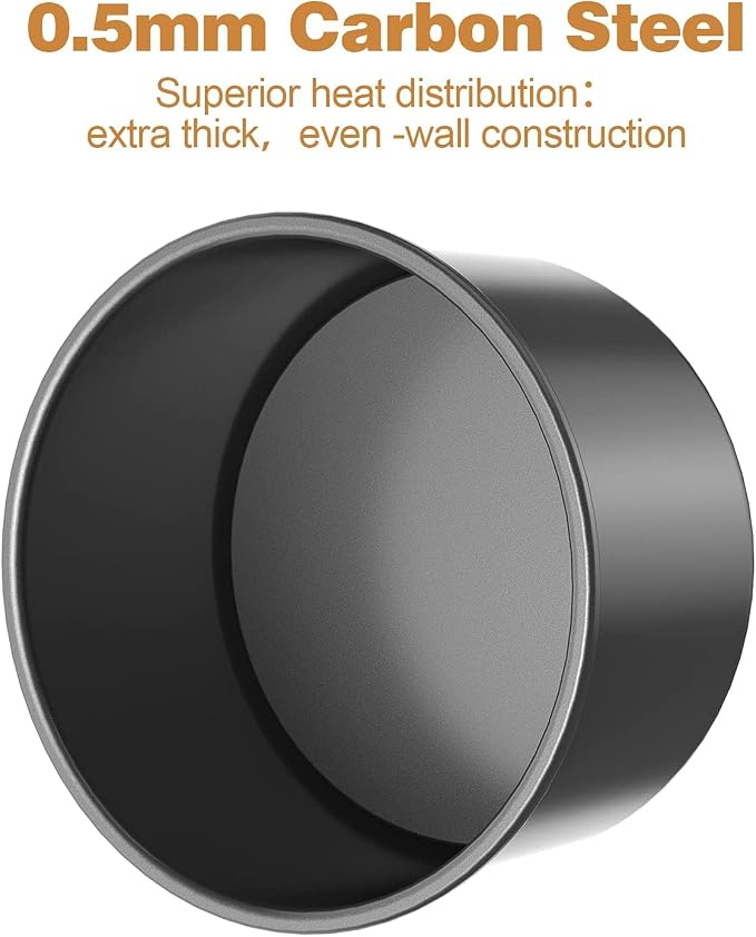CHEFMADE Bakeware Round Cake Pan 2 Pieces, 6-Inch and 8-Inch with Removable Loose Bottom Nonstick & Quick Release Coating Chiffon Bakeware for Oven and Instant Pot Baking (Black) - Image 3