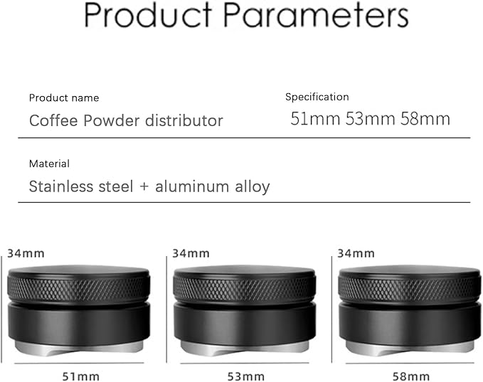 58mm Coffee Distributor & Tamper, Premium Barista Coffee Tamper Stainless Steel Base, Adjustable Depth Coffee Leveler 58mm