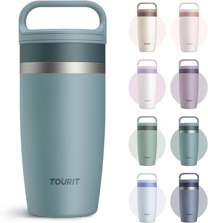 TOURIT Travel Coffee Mug 16 oz,Leakproof 2-Part Lid Tumbler,Dark Green | Coffee Tumbler Cup, Insulated Stainless Steel Travel Mug, Dishwasher Safe Reusable Water Bottle, BPA-Free Coffee Mug by TOURIT