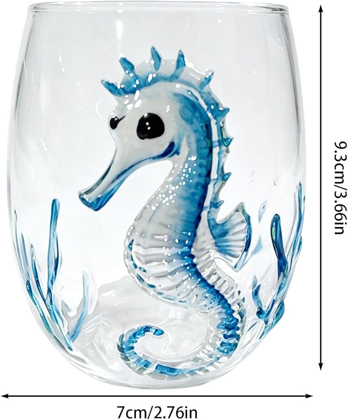3D Octopus Glass Drinking Cup, Marine Animal Stemless Tumbler | Hand-Blown 3D Blue Ring Octopus Stemless Glass, Novelty Marine Life Drinking Tumbler, Beach Giftt - Image 7