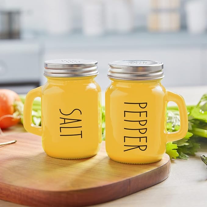 Yellow Salt and Pepper Shakers Set - Yellow Kitchen Decor and Accessories for Home Restaurants Wedding - Glass Salt and Pepper Set for Cooking Table, RV, BBQ, Easy to Clean & Refill - Image 7